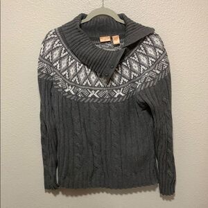 Northcrest Gray and White Nordic Sweater